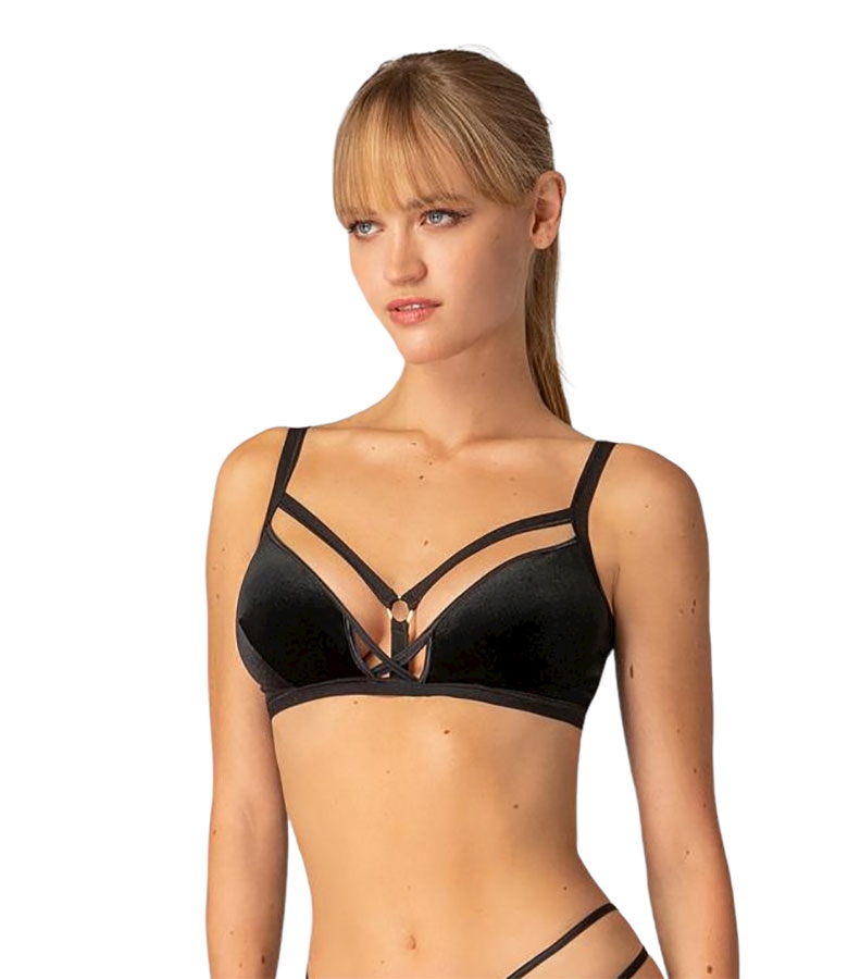 Milena Bralette Τριγωνάκι από Βελούδο με σχέδιο Χιαστή