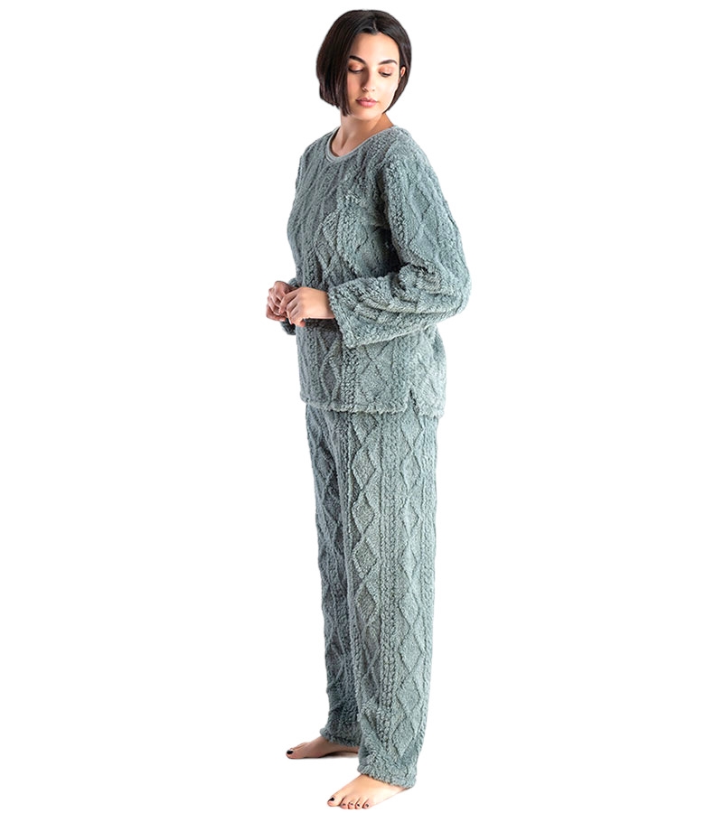 Rachel Γυναικεία Χειμερινή Πιτζάμα Fleece με Ρόμβους