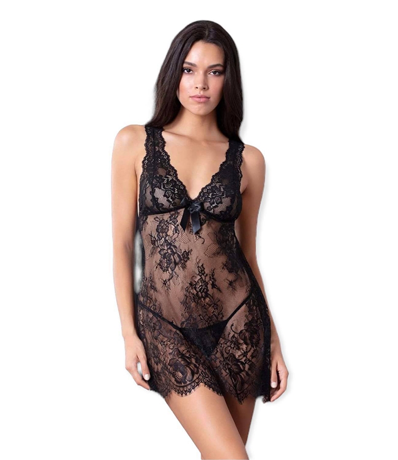 Milena Νυχτικό από Δαντέλα σετ με String