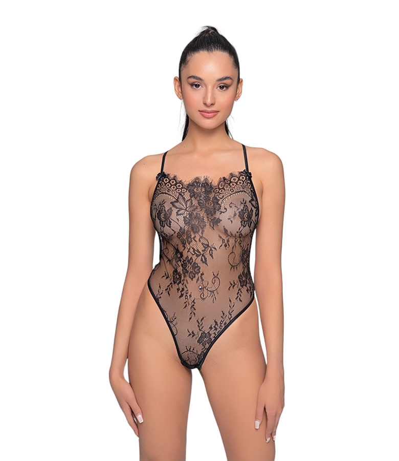 Milena Sexy Κορμάκι String από Αραχνούφαντη Δαντέλα 