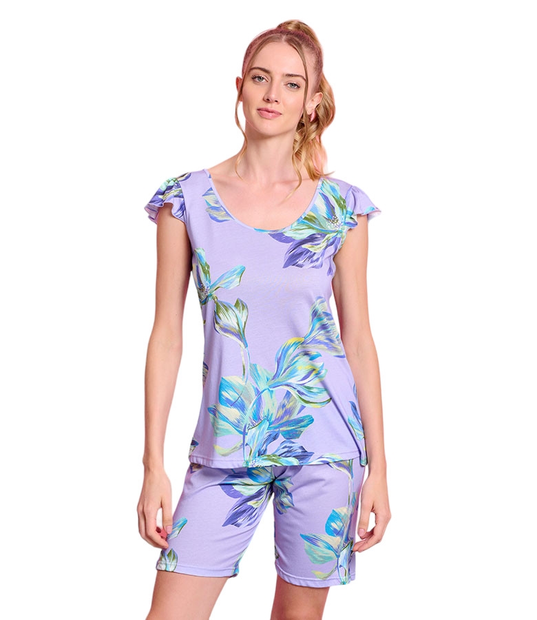 Jeannette Γυναικεία Καλοκαιρινή Floral Πιτζάμα με Βερμούδα