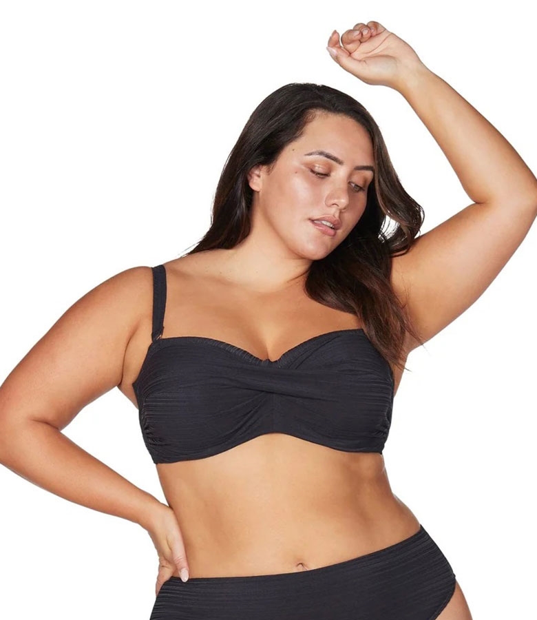 Black Aria Botticelli Bandeau D DD Underwire Bikini Top