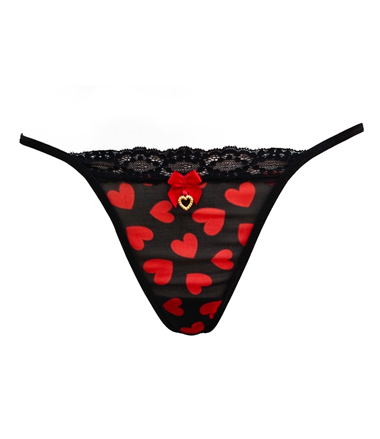 Milena G-String από Δαντέλα και Τούλι με Καρδιές
