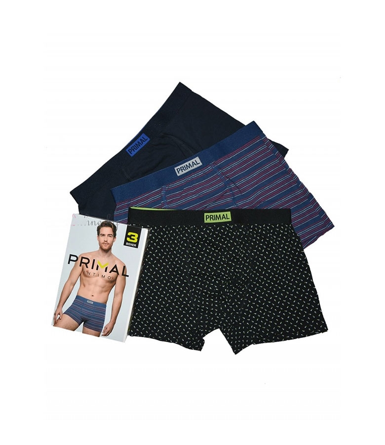 Primal Boxer Ανδρικό με Εξωτερικό Λάστιχο 3Pack