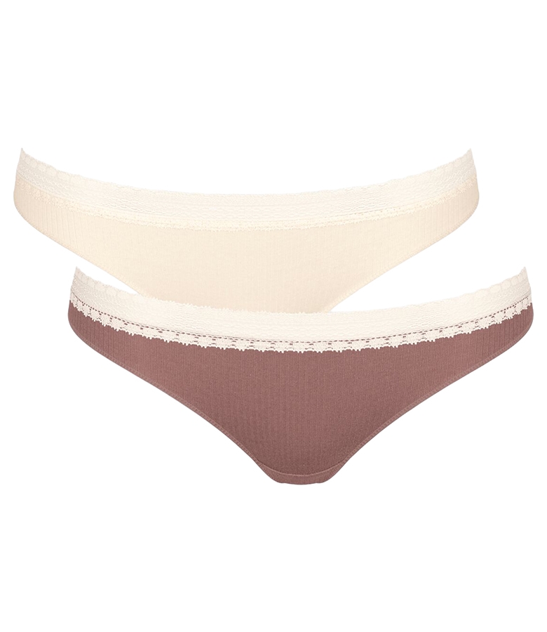Sloggi Γυναικείο Brazil Σλιπ από Οργανικό Βαμβάκι GO Ribbed 2Pack