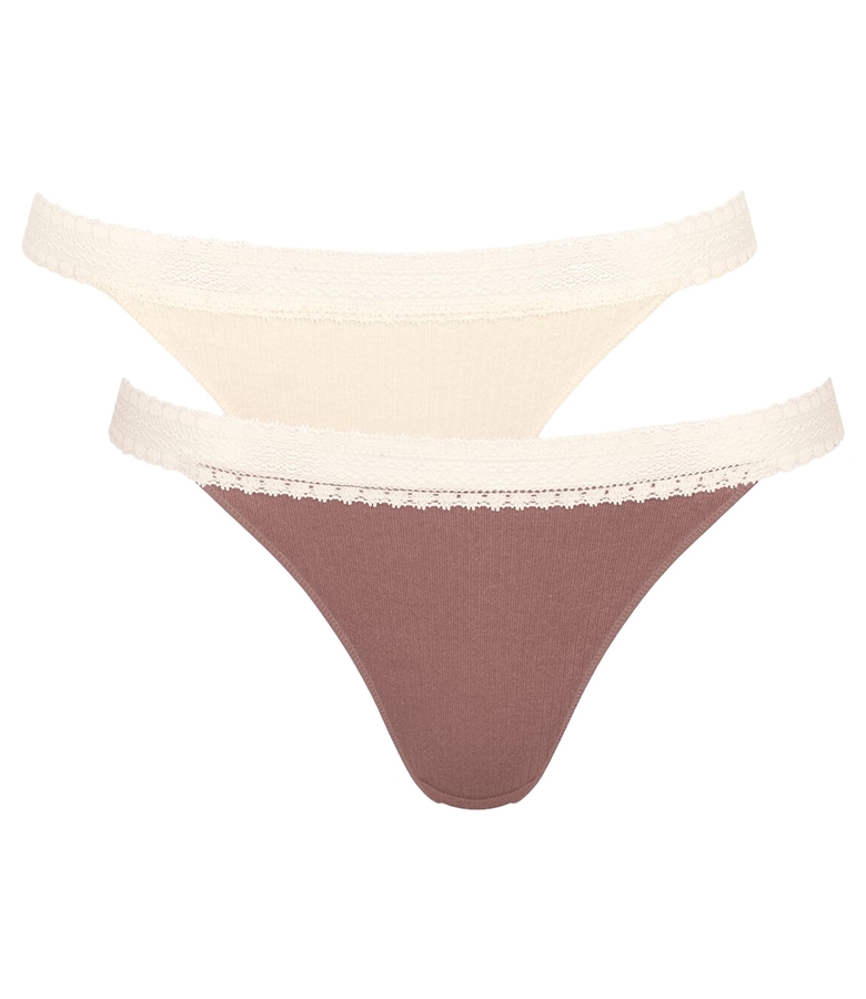 Sloggi Γυναικείο Tanga Σλιπ από Οργανικό Βαμβάκι GO Ribbed 2Pack